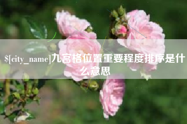遂宁九宫格位置重要程度排序是什么意思